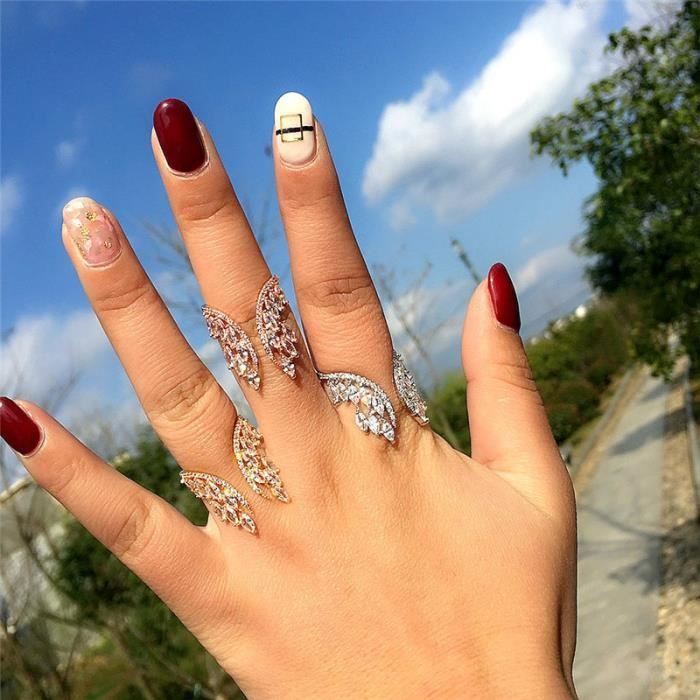 Couleur Or taille 5 Bague ailes d ange pour femmes 100 argent sterling 925 diamant Zircon cz anneau de mar Achat Vente bracelet gourmette couleur Or taille 5 Bague aile Mixte Neuf Cd