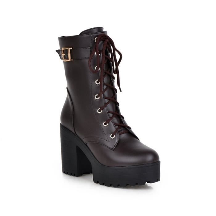 Bottes courtes femmes printemps talon pais Mid cylindre haut