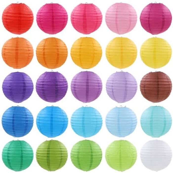 16 Pcs Lanterne Papier Blancs Lanternes En Papier Rondes Blanc Avec