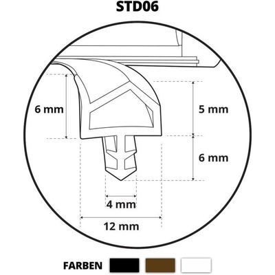 STEIGNER Joint de Porte et de Fenêtre STD06 20 m 12 mm Joint d'Étanchéité  en Caoutchouc Noir PVC Aluminium - Cdiscount Bricolage