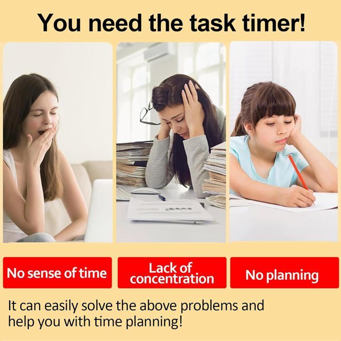 Minuteur Visuel Pour TDAH Enfants/adultes - Avec Cartes De Tâches Et Stylo Effaçable - Gestion Du Temps Et Anti-procrastination
