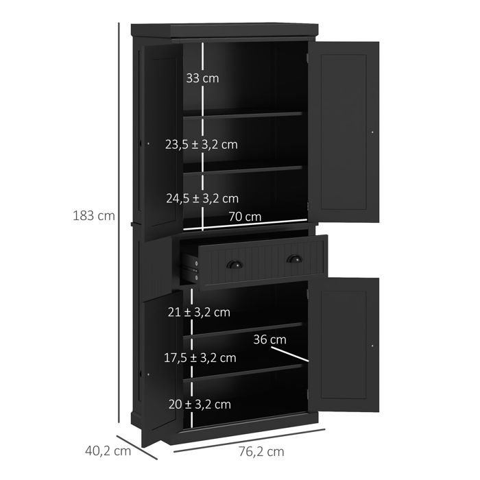 Armoire De Rangement Brillante HOMCOM - 88x70x40 Cm - Noir - 3 étagères Réglables - Portes Diagonales