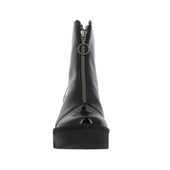 Bottines Femme FLY LONDON BOCE Talon Compense Cuir Noir Fermeture a Zip Noir Cdiscount Chaussures