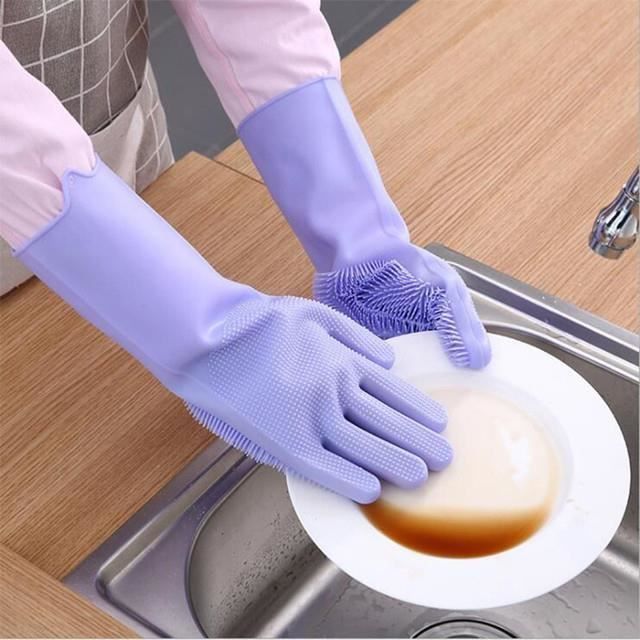 Gants de nettoyage en silicone pour la vaisselle