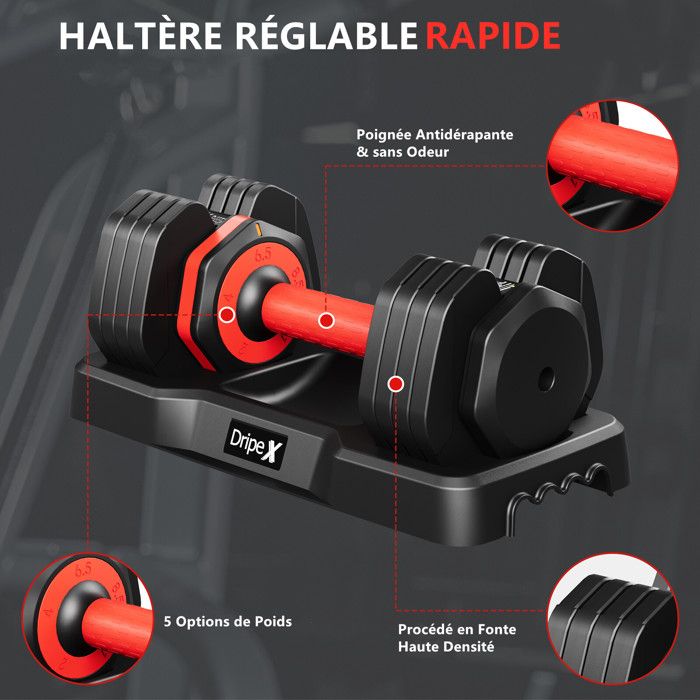 Haltères Réglables Alivio 24 Kg - Paire D'haltères Poids Intelligents 10 En 1 - Neuf