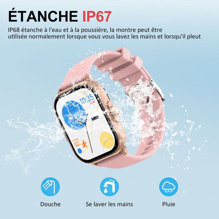 Montre Connectée AMOLED 2,2″ – Appel Bluetooth GPS ECG – Smartwatch Noir