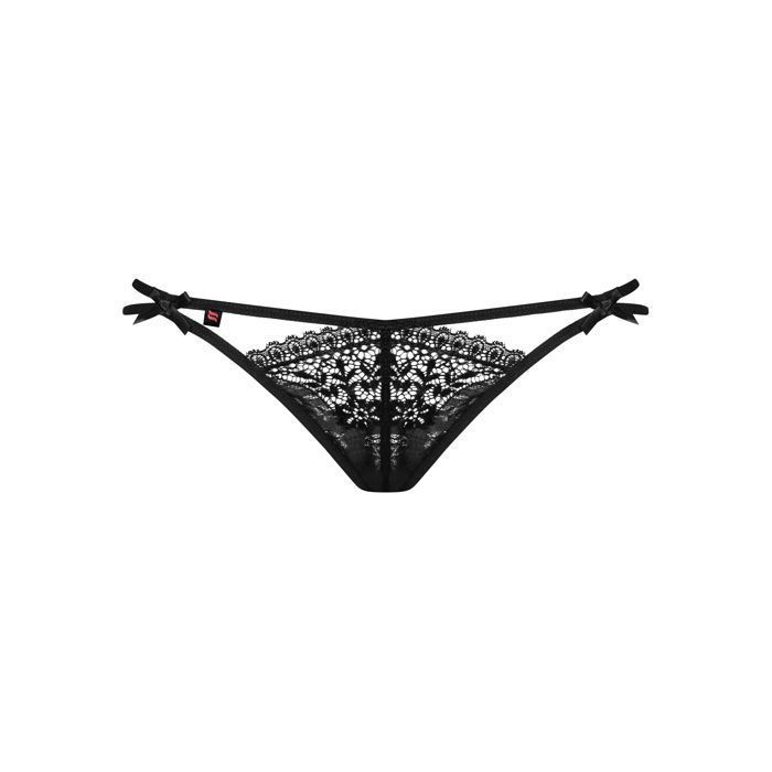 String Victoria's Secret Taille Haute – Noir, Brodé, Mesh, Liens Croisés, Taille XS Neuf