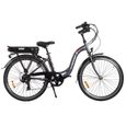 Vélo de ville électrique 26'' - MERCIER - 6 Vitesses - Autonomie 65 km  - Cadre acier mono poutre à enjambement bas - Gris - Mixte-0