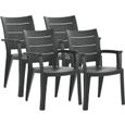 Lot de 4 chaises de jardin empilables en résine coloris Gris - Longueur 59 x Profondeur 60 x Hauteur 90 cm-0