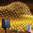 XMTECH Guirlande lumineuse en Maille de Filet solaire 6x4M, 480 LED lumières de noël Étanche Extérieure, 8 modes avec télécommande-0