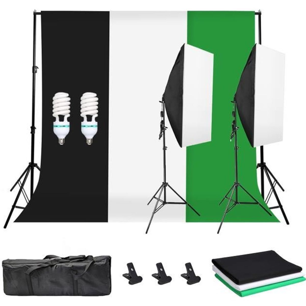 Abeststudio 2 * 135W Photo Studio Softbox Kit d'éclairage continu Kit