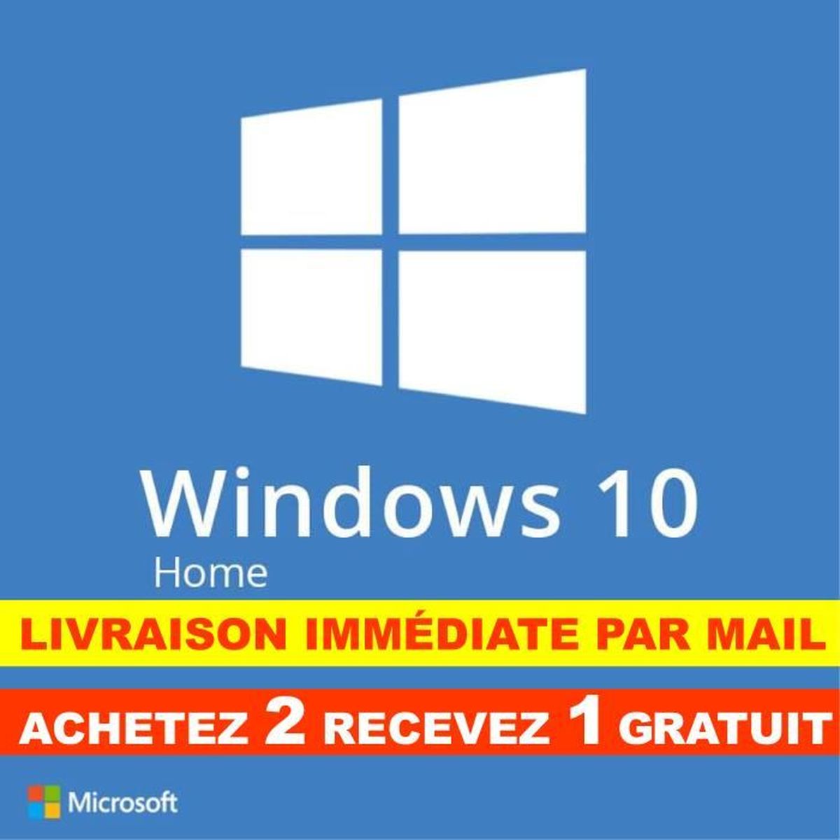 Télécharger la clé Licence Windows 10 Pro OEM 32-64 bits Uniquement la clé  pas de CD envoie par mail et SMS à télécharger - Cdiscount