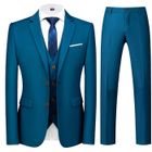 Allthemen Costume Homme Mariage 3 Pièces Slim Fit Smoking Couleur Unie Deux Boutons Formel Veste Gilet et Pantalon Bleu lac