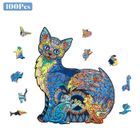 100Pcs Mini Puzzles en Bois Forme de Chat Coloré pour Adultes et Enfants - ACMETOP