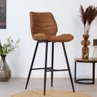 DIMEHOUSE Morris Tabouret De Bar Industriel Marron Microfibre