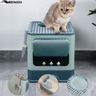 MENGDA Bac à litière pour Chat Maison de Toilette fermé Pliable + Pelle + tiroir à litière Nettoyage Facile - 50 x 35 x 38 cm Bleu