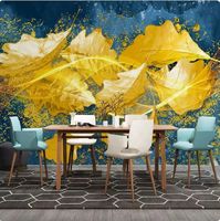 Papier Peint Panoramique 3D Peinture à l'huile de feuille d'or, papier peint mural d'art moderne, décoration de maison pour salon