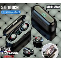 Ecouteur Bluetooth 5.0 Casque sans fil sport stereo F9 Tws 2000 mah Display Touch Control Avec Micro
