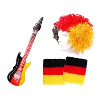 Kit supporter Allemagne (Alsino FP-41): 4 Accessoires: Perruque afro Guitare gonflable et 2 Poignets de tennis idée