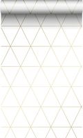 papier peint triangles graphiques blanc et or - 0,53 x 10,05 m - 347682