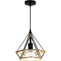 Dorlink® Suspension Luminaire en Corde de Chanvre, E27 Lustre Plafond Design Retro, avec corde réglable de 1 M, Noir (San Ampoule)