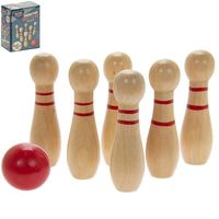 Jeux bois rétro 'Bowling' beige rouge - boite 15x11x6 cm [R2716]
