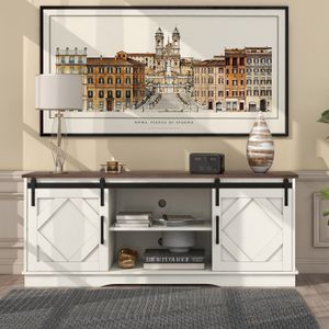 MEUBLE TV Meuble TV design moderne - meuble blanc - 2 portes
