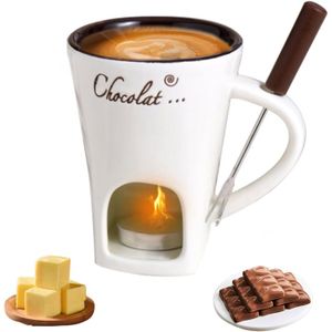 Tasse à Fondue En Céramique 133 Ml - Pour Chocolat, Fromage, Sauces - Avec Bougie, Idéale Pour Dessert Ou Apéro