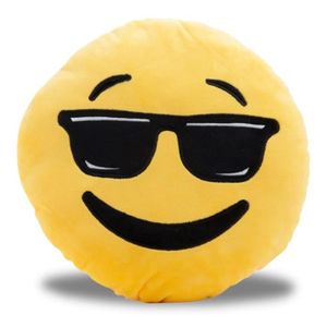 COUSSIN Coussin smiley cool lunettes noires * Matière coussin : 100% polyester * Dimensions : 28x 9,5 cm (diamètre x profondeur)  Fonctio...