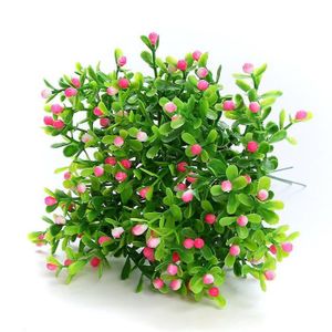 FLEUR ARTIFICIELLE Arbustes artificiels en plastique Plante artificielle Fleur Verdure pour Maison Extérieure- Rose[C27455]