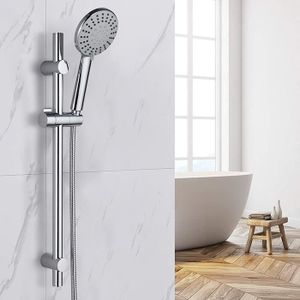 Barre de douche support de pommeau de douche de salle de bain avec hauteur de douche réglable barre de douche sans clou avec support et porte-savon Ibergrif M20802-1 