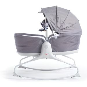 TRANSAT Tiny Love Rocker Napper Cozy, Transat Bebe 3 en 1 Balancelle Et Berceau, avec arche Musicale et canopy Gris Chiné