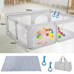 EveryKip® Parc Bebe 120x120CM | Enfant Modulable Avec Tapis Barriere Bebe De Jeux Tapis Et Anneaux Inclus