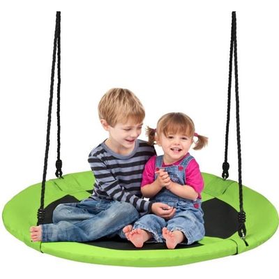 DREAMADE Balançoire Nid d'Oiseau, Balançoire Rectangulaire pour Enfants avec Hauteur Réglable 100-180CM, Balançoire Adulte en Tissu avec Deux Sangles, Multitude de Méthodes de Suspension, 155 x 83 cm