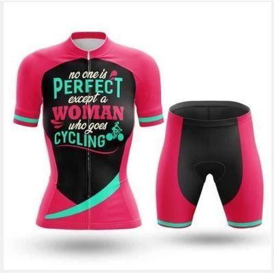 Perfect Woman Maillot de Cyclisme Femme Manches Courtes Ete Loisir Cuissard a Cycliste GEL Tenue de VTT Pro Full Set Rose Cdiscount Sport