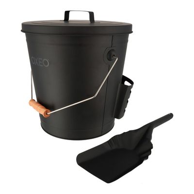 Relaxdays - Seau à Cendres Avec Couvercle Et Anse - Volume 12,5 Litres, Acier Argenté - Pour Cheminée, Poêle, Barbecue
