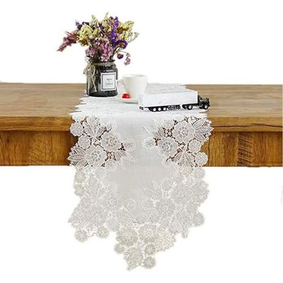 Chemin de table - Luxe - Ovale - Broderie - 30x42 cm - Blanc - Maison