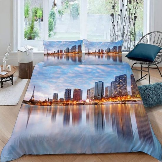 Housse De Couette 240X260 New York Parure De Lit 3D Douce Respirante