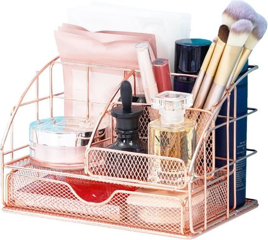 Organiseur De Bureau Acrylique FEMELI - 8 Compartiments + 1 Tiroir, Rangement Stylos, Fournitures, Maquillage (blanc) - 3