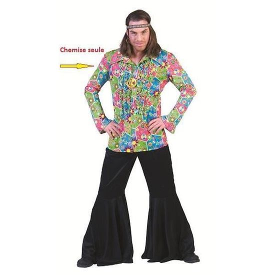 Déguisement Bébé Hippie EUROCARNAVALES - 6-12 Mois (67-69 Cm), Haut Gilet Fleuri + Pantalon Franges