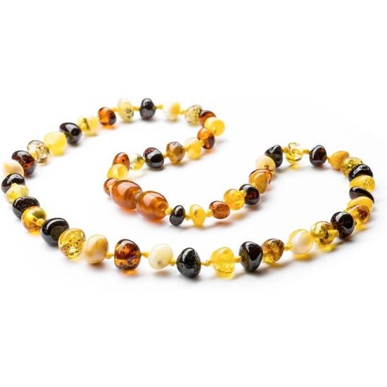 Collier Ancien Perles D'ambre Baltique - Perles Décroissantes 50 Cm, Couleur Cognac, Vintage, Occasion