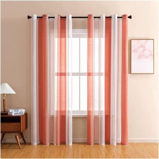 Rideaux Blancs Semi-Transparents Pour Fenêtre – Lot De 2 – Œillets – 102x183 Cm Par Rideau – Polyester Facile D’Entretien