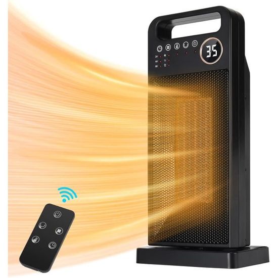 Radiateur Soufflant Céramique 1500 W - 3 Modes, Oscillation 70°, Timer, Télécommande, Protection Surchauffe
