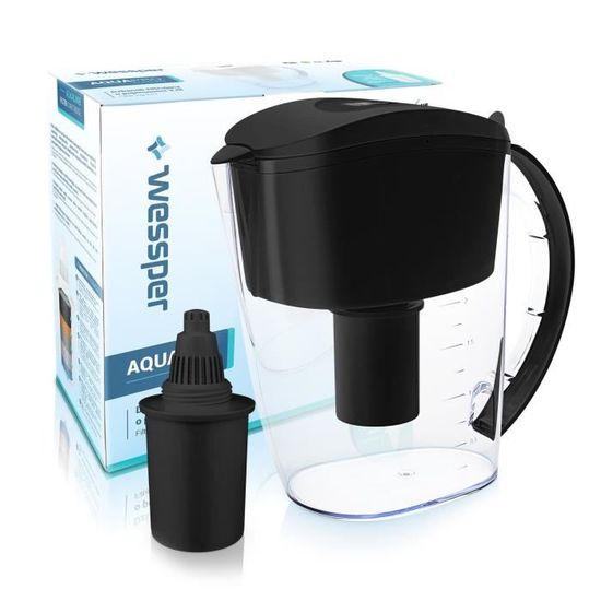 Carafe Filtrante Wessper 1L En Verre Borosilicate – Filtre à Eau Intégré, Sans BPA