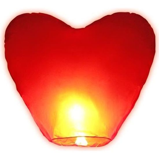 Lanterne Volante Kongming Cœur Rouge - Papier Ignifuge | Souhaits Mariage Anniversaire