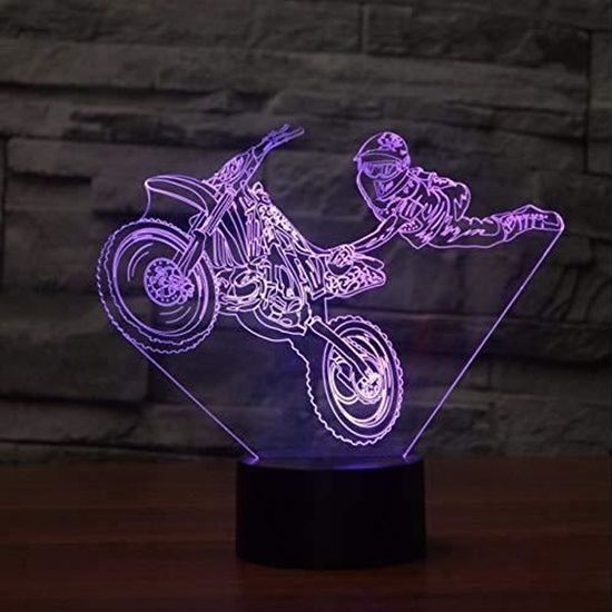 Eclairage 7 Couleurs 3D Cross-Country Moto Table De Moulage Lampe Pour Enfants Tactile Interrupteur Led Veilleuse Usb Lampara Bébé