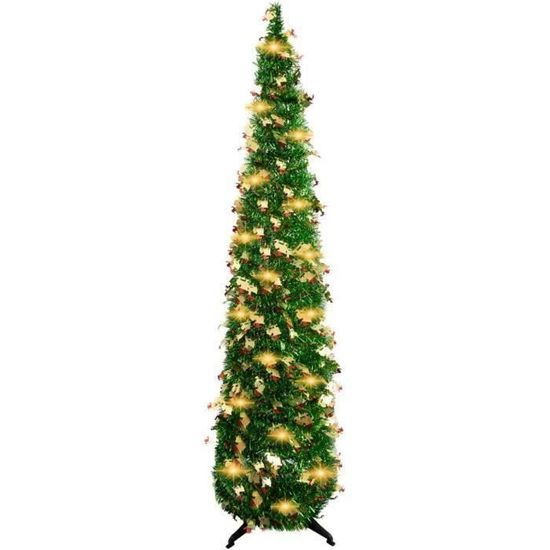 150cm-5ft Sapin de Nol Artificiel Pliable Pop Up Tinsel Crayon Sapins