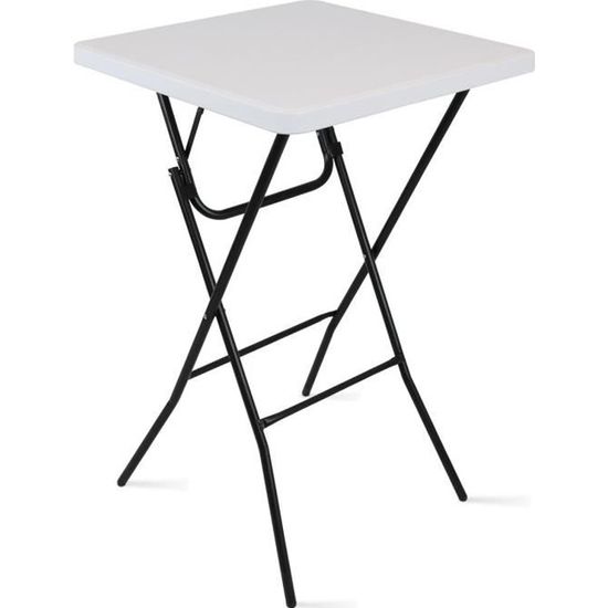 Table haute Pegane Table de bar pliante en métal coloris taupe - L.60 x  l.60 x H.103 cm 