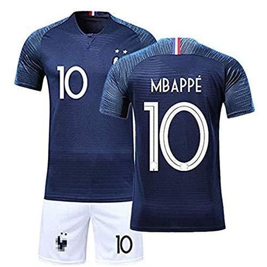 Garçon Ensemble de Vêtements de Sport T-Shirt et Short Coupe du Monde France 2 étoiles Football Bleu T-Shirt&Short&Chaussettes, 22 