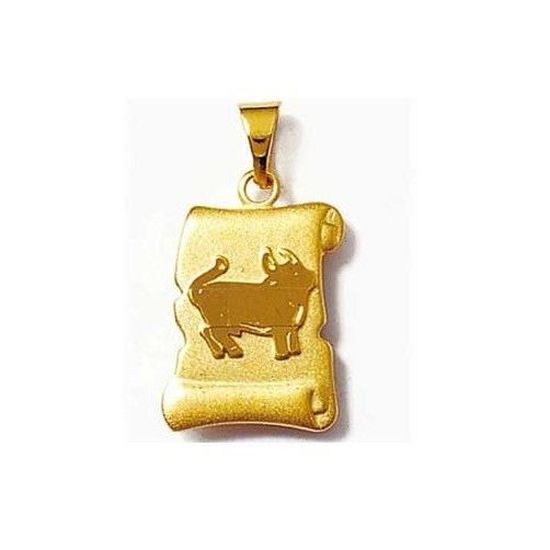 Pendentif Parchemin Zodiaque Verseau - Plaqué Or 18K 5 Microns - 16 Mm - Neuf Avec étiquettes - Dolly-Bijoux